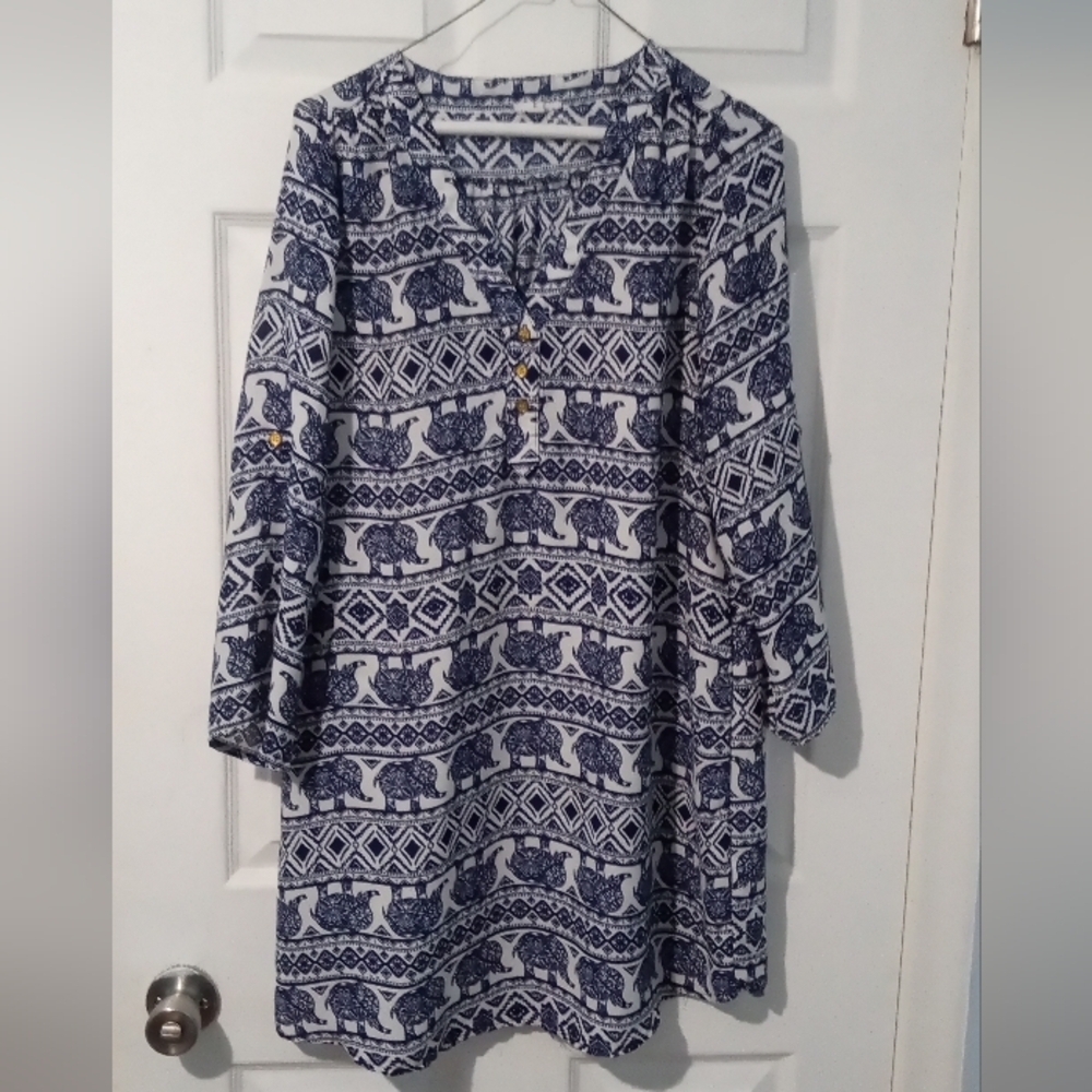 Ardene Navy Elephant Print Midi Dress